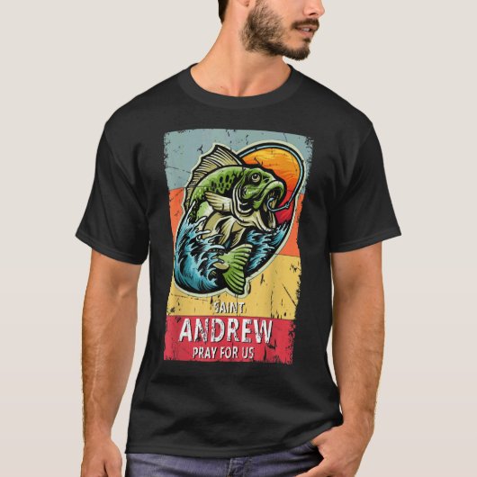聖アンドリュー 漁師の守護聖人 カトリック Tシャツ (正面)