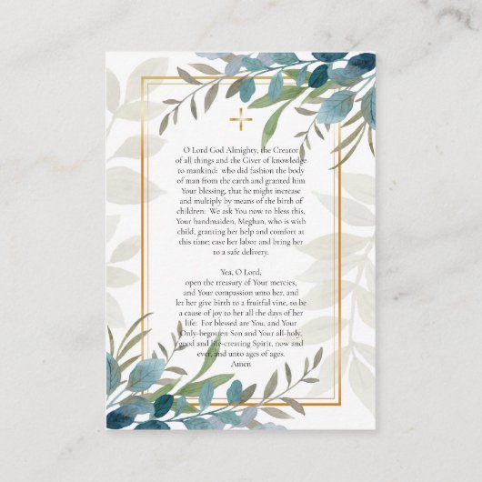 聖アンナとトートコス妊娠祈りの言葉カード プレイスカード (裏面)