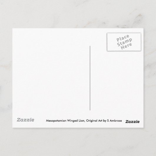聖アンブローズによるメソポタミアの翼を持つライオン ポストカード (裏面)