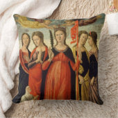 聖ウルスラおよび4人の聖者(パネルのテンペラ) クッション (ブランケット)