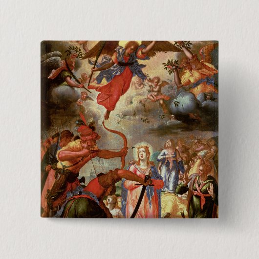 聖ウルスラの殉教、17世紀初頭 缶バッジ (正面)