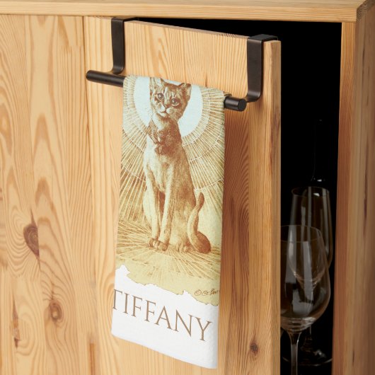 聖エジプト王室の猫パーソナライズされた キッチンタオル (三つ折り)