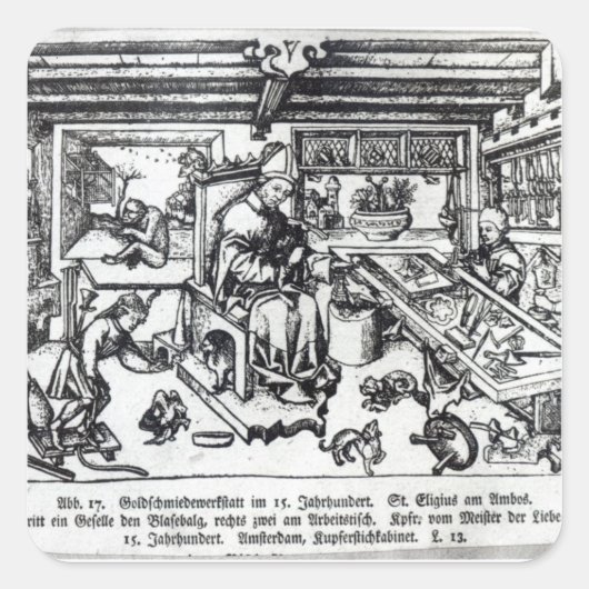 聖エリギウスは工房で金細工師として スクエアシール (正面)