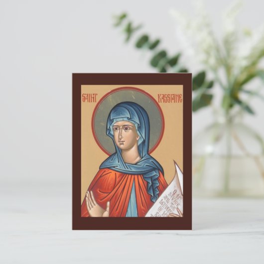聖カシアネ・ザ・賛美歌作者の祈祷カード ポストカード (スタンド正面)