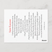 聖カシアネ・ザ・賛美歌作者の祈祷カード ポストカード (裏面)