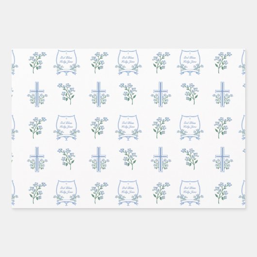 聖カスタム洗第一聖体フローラベビー ラッピングペーパーシート (正面2)