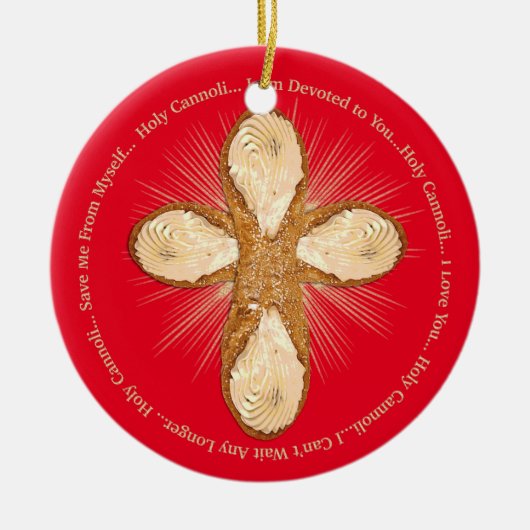 聖カノリおもしろい赤イタリアンクリスマス セラミックオーナメント (正面)