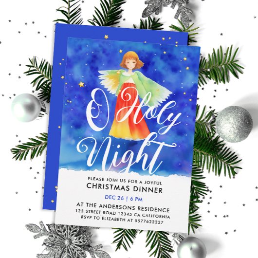 聖ガーディアン賛美エンジェルのクリスマスウォーター色 招待状