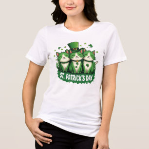 聖キャトリックの日 – かわいい猫好き トライブレンドTシャツ