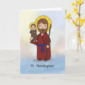 聖クリストファー饗宴デーシンプルカトリック聖人 カード (黄色い花)
