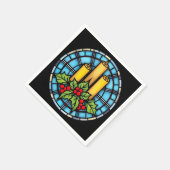 聖クリスマスのステンドグラスを持つ3本の蝋燭 スタンダードカクテルナプキン (角)