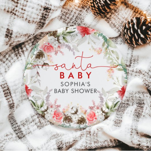 聖クリスマスの花ベビーシャワー ペーパープレート