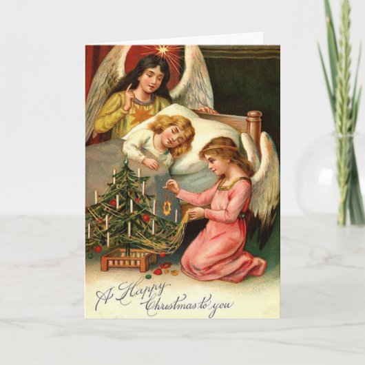 聖クリスマスキッズエンジェルヴィンテージ シーズンカード (正面)