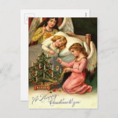 聖クリスマスキッズエンジェルヴィンテージ シーズンポストカード (正面/裏面)