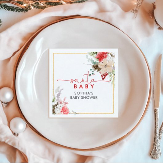 聖クリスマスフラワーベビーシャワーナプキン スタンダードカクテルナプキン