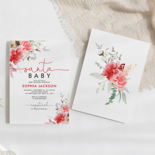 聖クリスマスベリーサンタベビーシャワー招待状 招待状