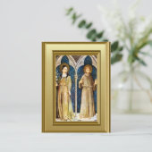 聖クレアと聖フランシス・アッシジの彫刻 ポストカード (スタンド正面)