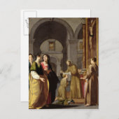 聖クレアは聖フランシスからベールを受け取る ポストカード (正面/裏面)