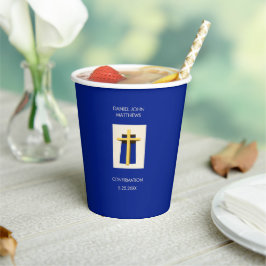 聖クロスはっきりしたブルー宗教パーティー 紙コップ