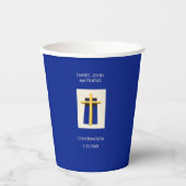 聖クロスはっきりしたブルー宗教パーティー 紙コップ (正面)
