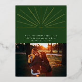 聖クロスグリーンフォイルのクリスマスフォトカード 箔招待状 (正面)