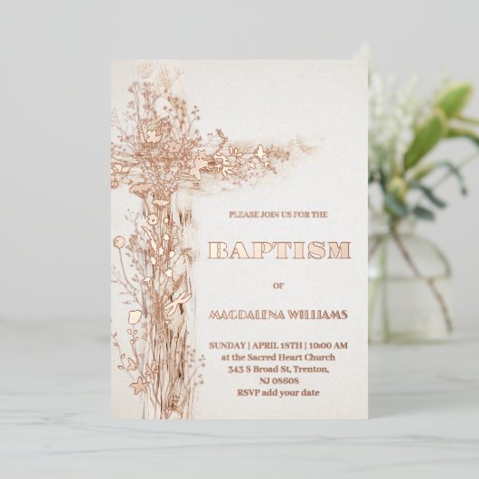 聖クロスバティスフォイル招待状 箔招待状 (立ち正面)