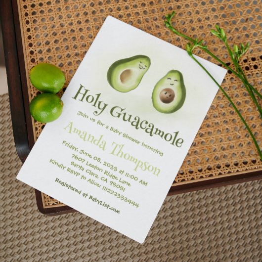 聖グアカモールアボカド両親フィエスタベイビーシャワー 招待状