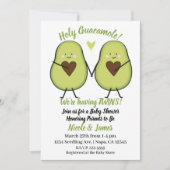 聖グアカモールハートアボカドベイビーシャワーツイン 招待状 (正面)