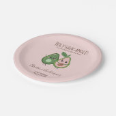聖グアカモールピンクアボカドベイビーシャワー ペーパープレート (アングル)
