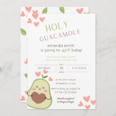 聖グアカモールベビーシャワーハッピーアボカド 招待状 (正面/裏面)