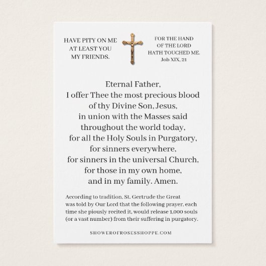 聖ゲルトルド神父オファリング質量ヴァージンメアリ祈ー (裏面)