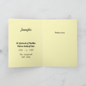 聖ゲルトルード 猫の守護聖人 誕生日グリーティングカード カード (内部)