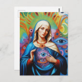 聖サイケデリック悪の眼の保護マリア ポストカード (正面/裏面)