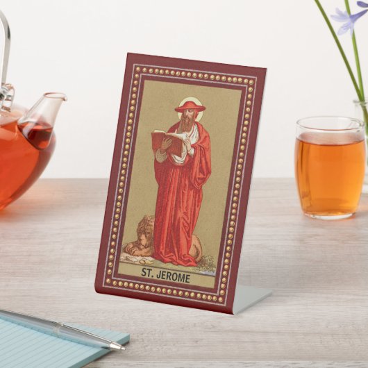 聖ジェロームがライオンと（鳥）ショウジョウコウカンチョウする(P 004) 台座サイン (インサイチュ)