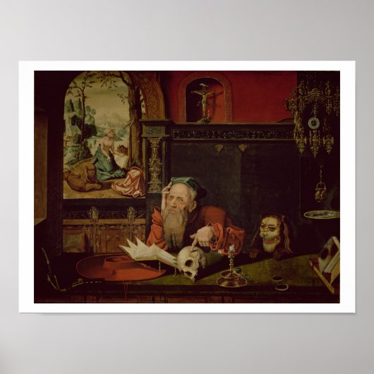 聖ジェロームの瞑想(パネル上の油) ポスター (正面)