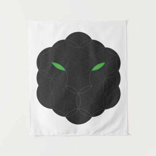 聖ジャガー – 人生の顔、ブラック。 タペストリー (正面)