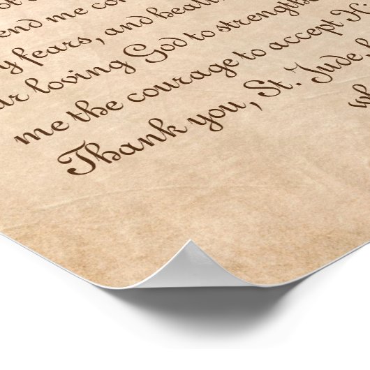 聖ジュードへの癒しと強さの祈りの言葉 ポスター (角)