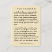 聖ジョアン・ダルク宗教カトリック聖札 名刺 (裏面)