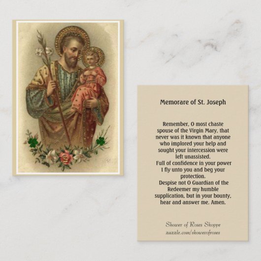 聖ジョセフイエスカトリック祈りの言葉シャンロック 名刺 (正面/裏面)