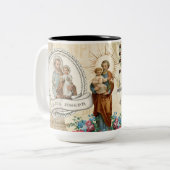 聖ジョセフイエスヴィンテージカトリック祈りの言葉暗記 ツートーンマグカップ (正面左)