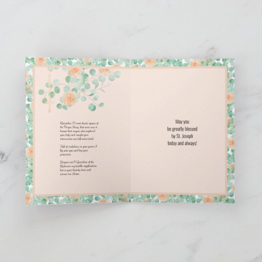 聖ジョセフイエズ宗教的フローラピーチヴィンテージ カード (内部)