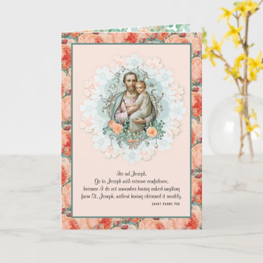 聖ジョセフイエズ宗教的フローラピーチヴィンテージ カード (黄色い花)