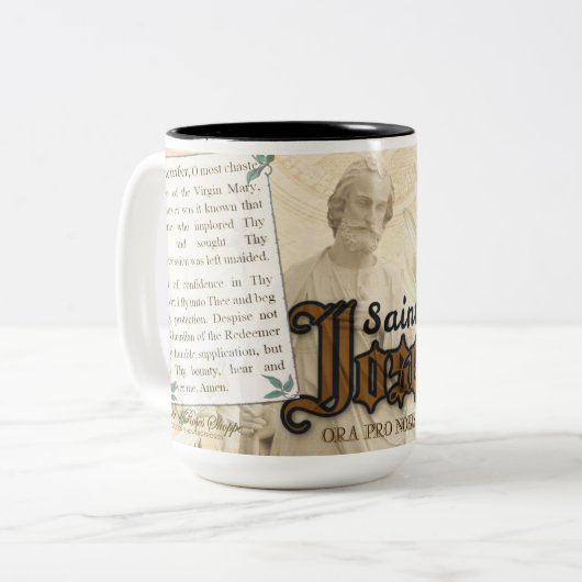 聖ジョセフ暗記祈りの言葉カトリック宗教協会 ツートーンマグカップ (正面左)