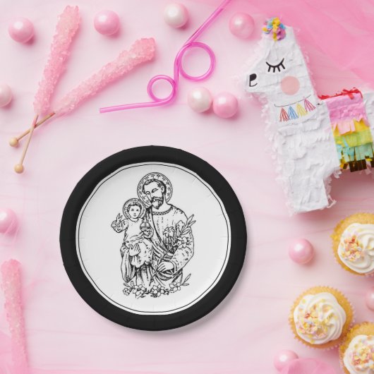 聖ジョセフ祈米国黒白カトリック ペーパープレート (パーティー)