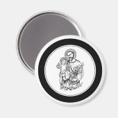 聖ジョセフ祈米国黒白カトリック マグネット (正面/裏面)