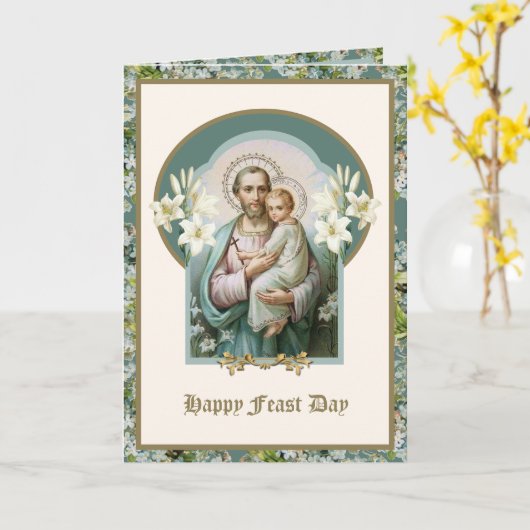 聖ジョセフ饗宴イエスフローラ宗教ヴィンテージカ カード (黄色い花)