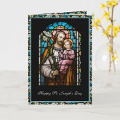 聖ジョセフ饗宴ステンドグラス祈りの言葉 カード (黄色い花)