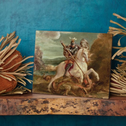 聖ジョージが竜を殺した(油をパネルに) フォトプラーク (側面)