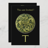 聖ジョージとドラゴンメダリオンモノグラム、ブラック 招待状 (正面/裏面)