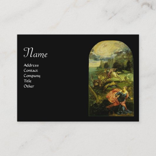 聖ジョージとドラゴン黒 名刺 (正面)